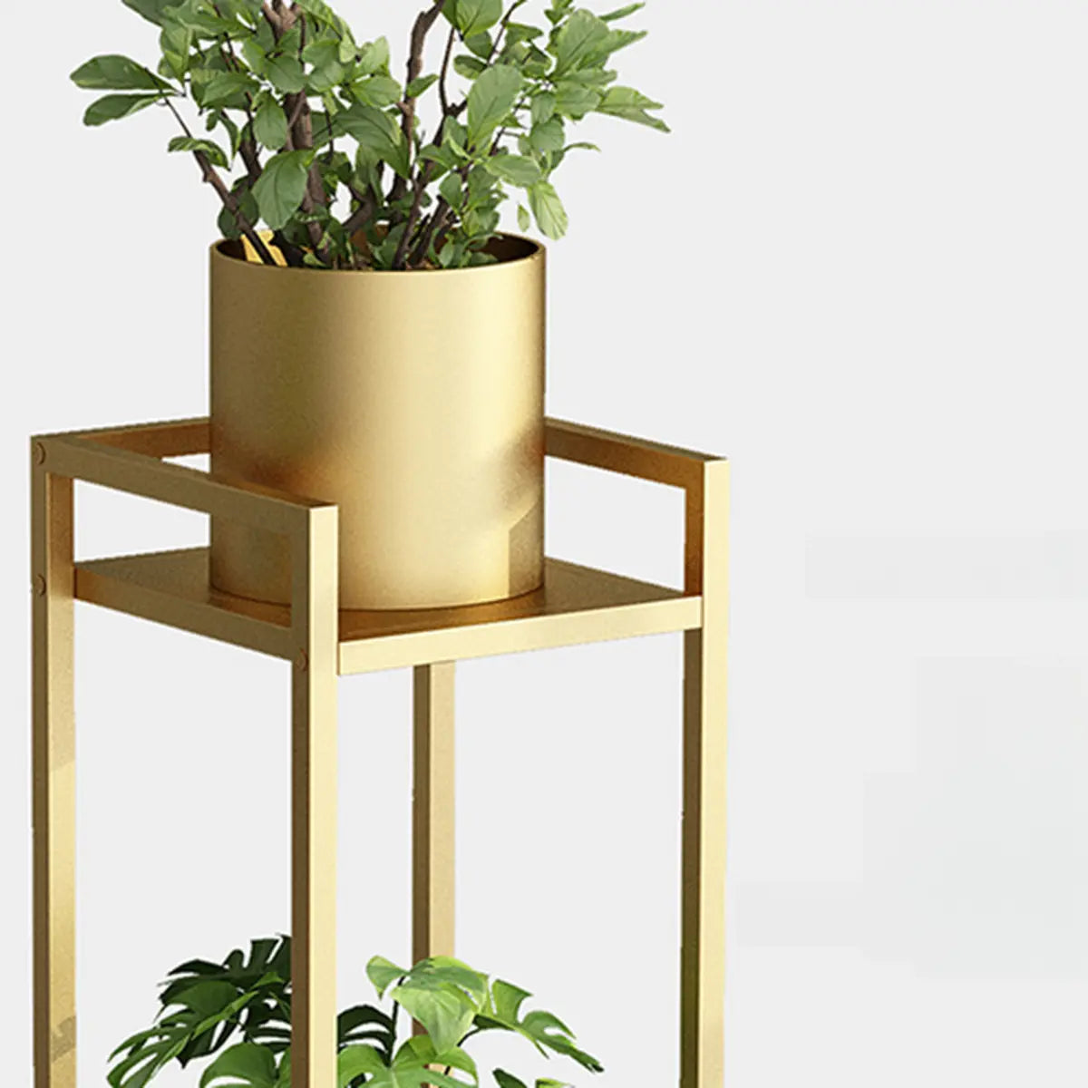 Ground Metal Nesting 2-Tier Square Plant Stand Black Image - 14