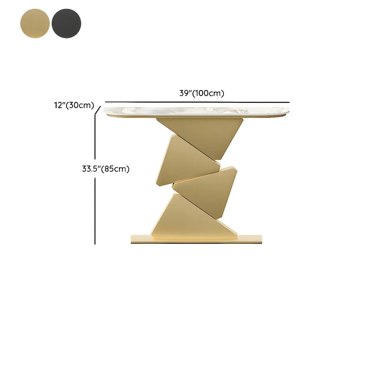 Half Moon Gold Triangle Metal Base Hallway Console Table Image - 10