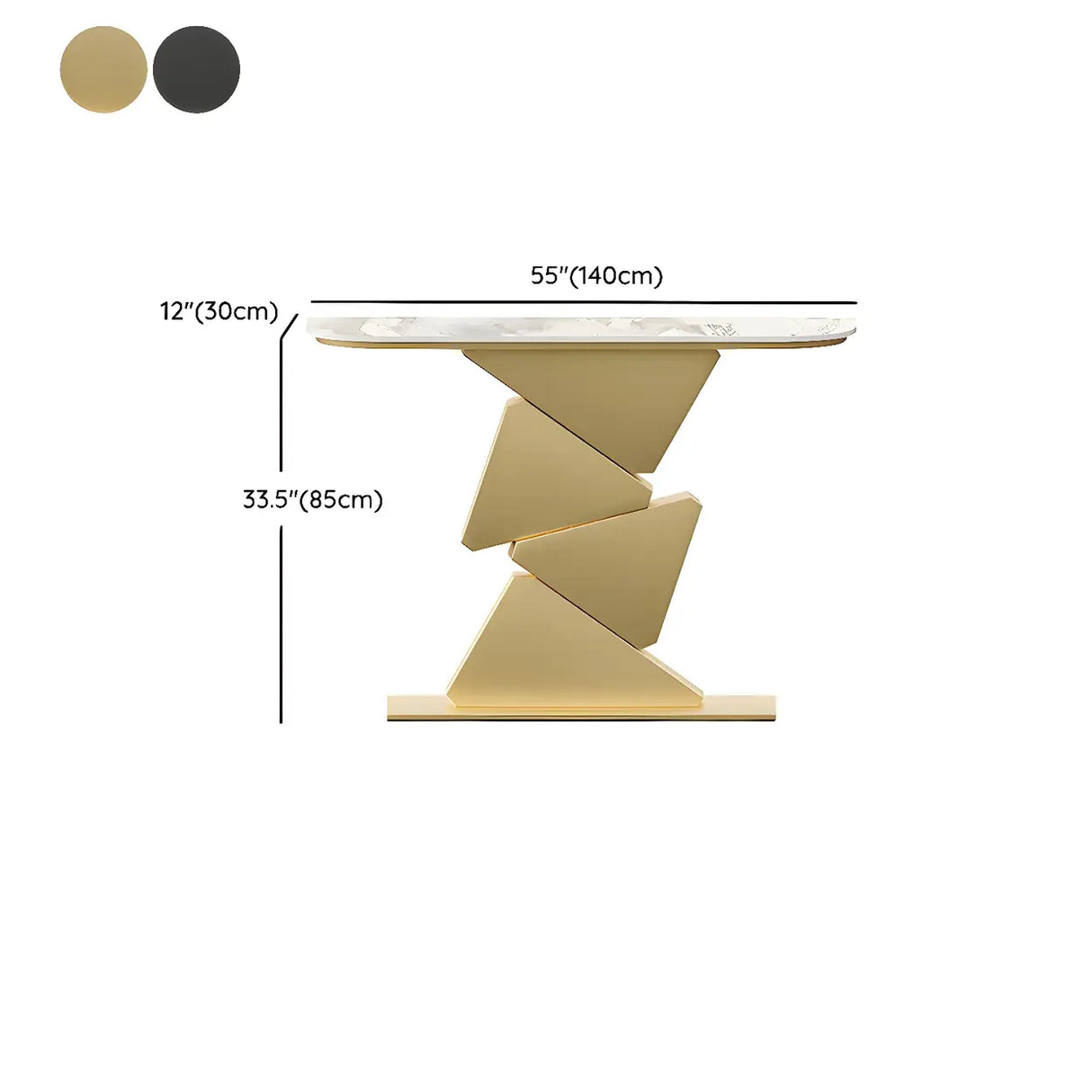 Half Moon Gold Triangle Metal Base Hallway Console Table Image - 12