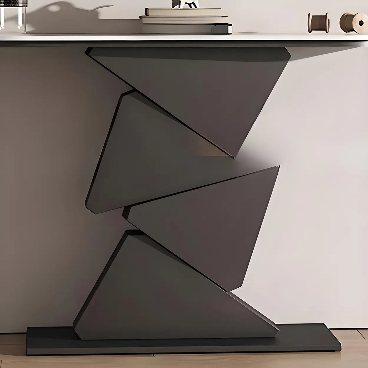 Half Moon Gold Triangle Metal Base Hallway Console Table Image - 8