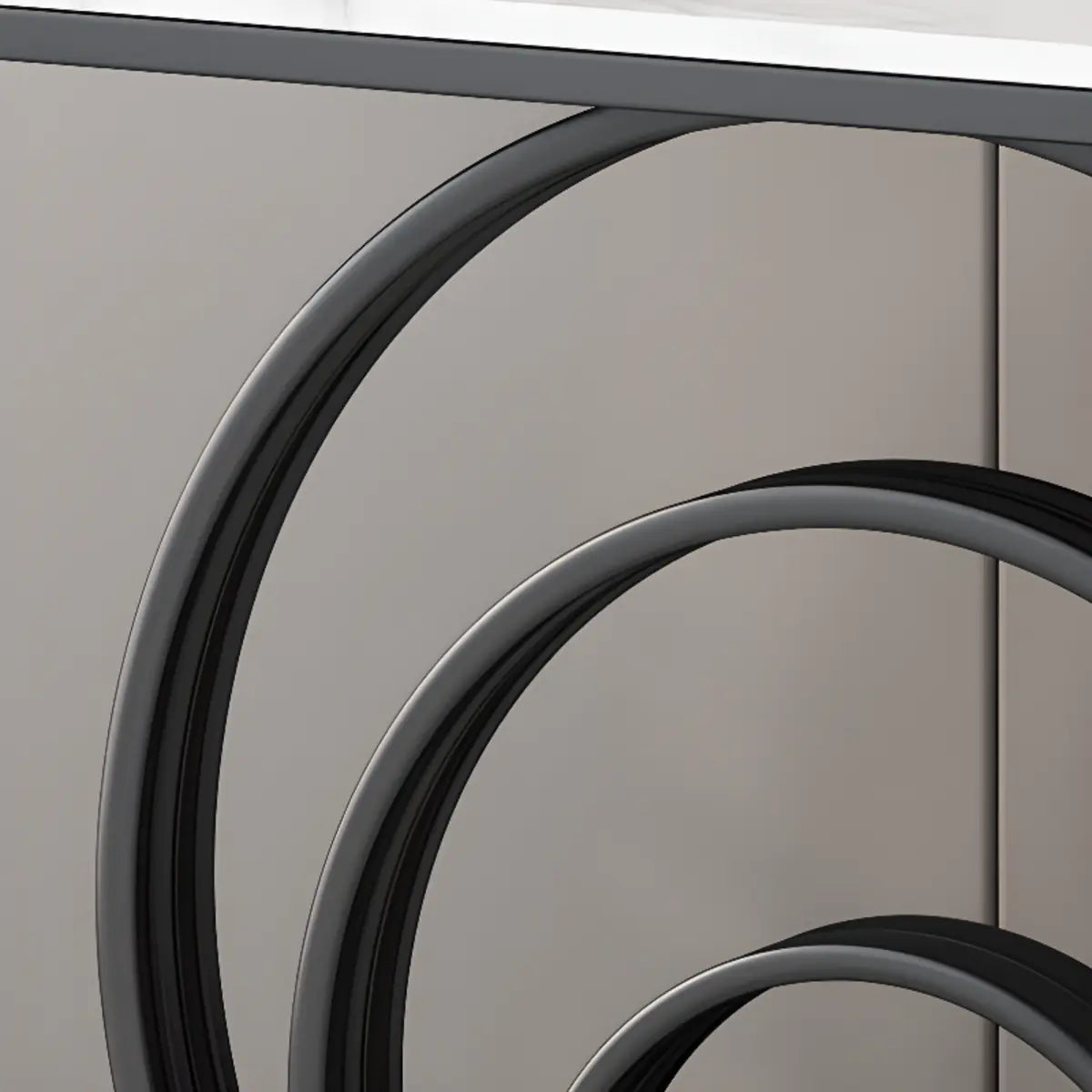 Half Round Sintered Stone Black Circle Base Console Table Image - 11