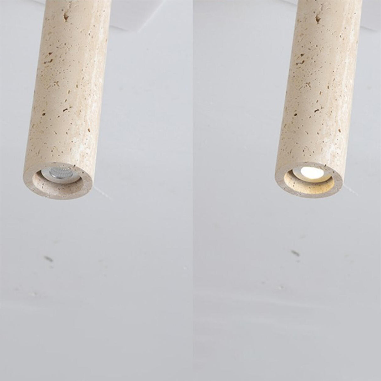 Hallway Beige Cylinder Stone Flush Mount Ceiling Light Image - 13