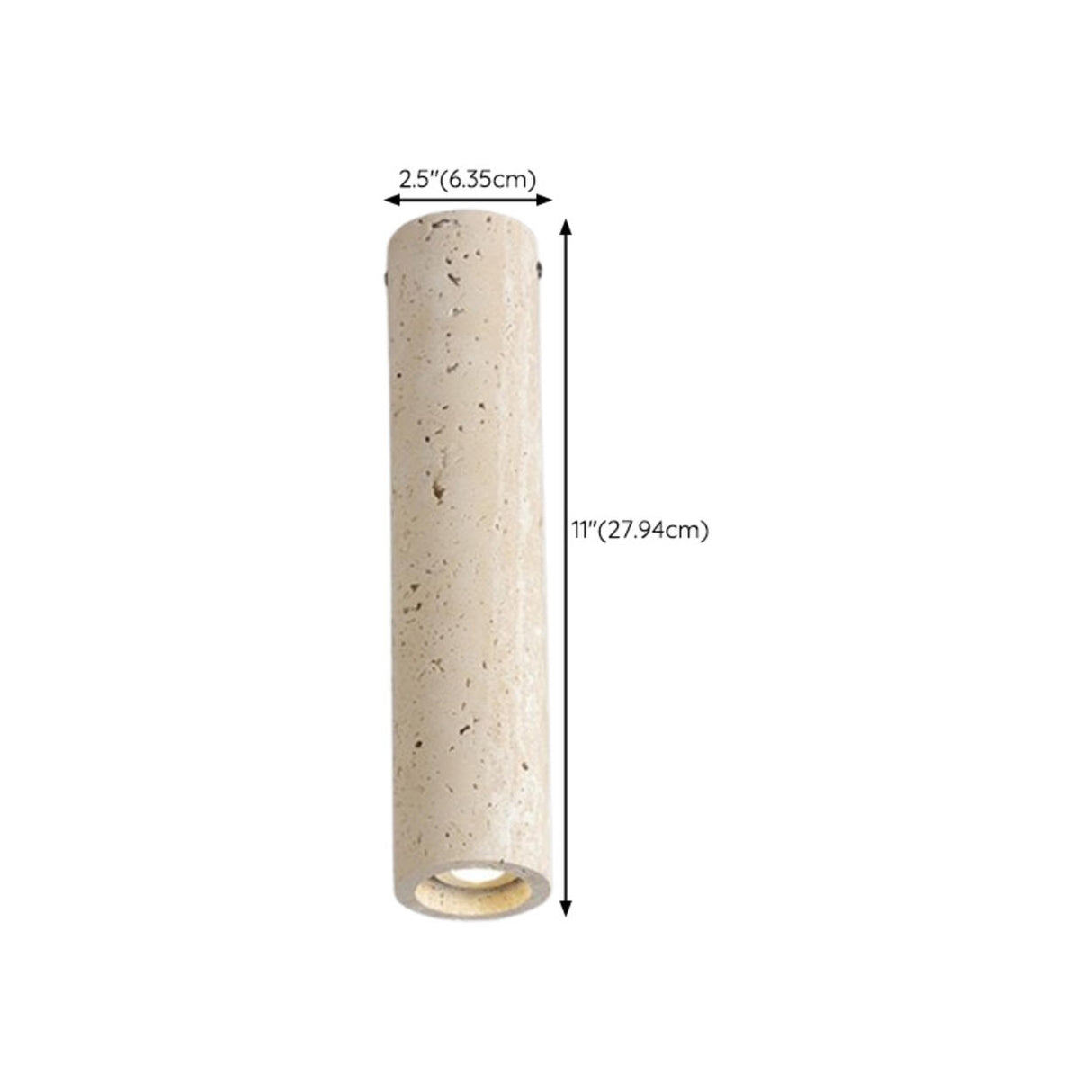 Hallway Beige Cylinder Stone Flush Mount Ceiling Light Image - 19