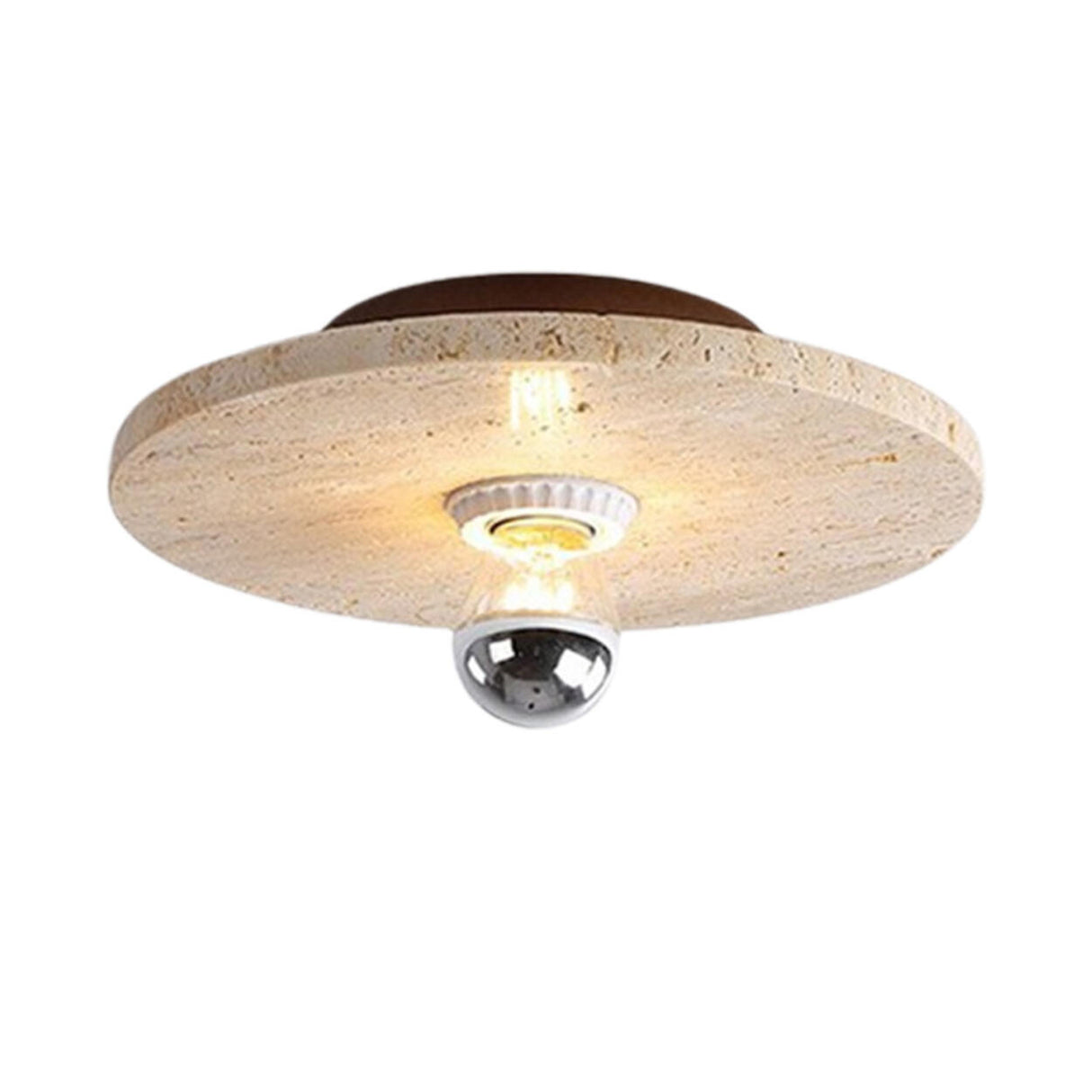 Hallway Beige Cylinder Stone Flush Mount Ceiling Light Image - 9