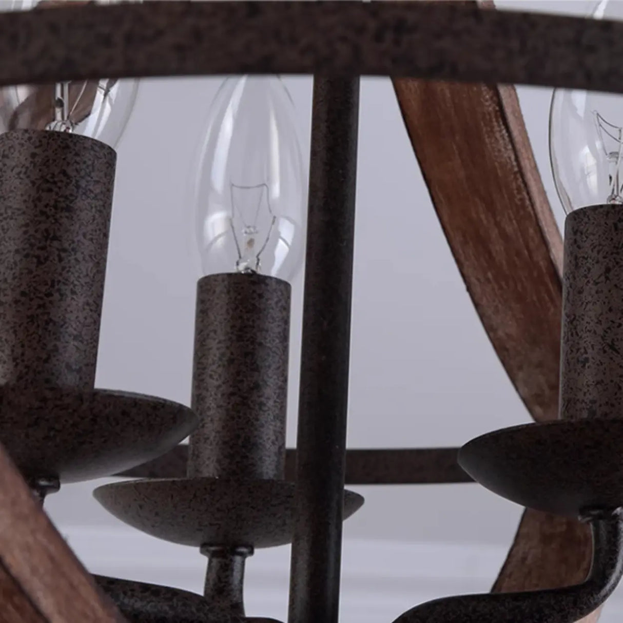 Hallway Black Candleholder Iron Semi-Flush Mount Light Image - 12