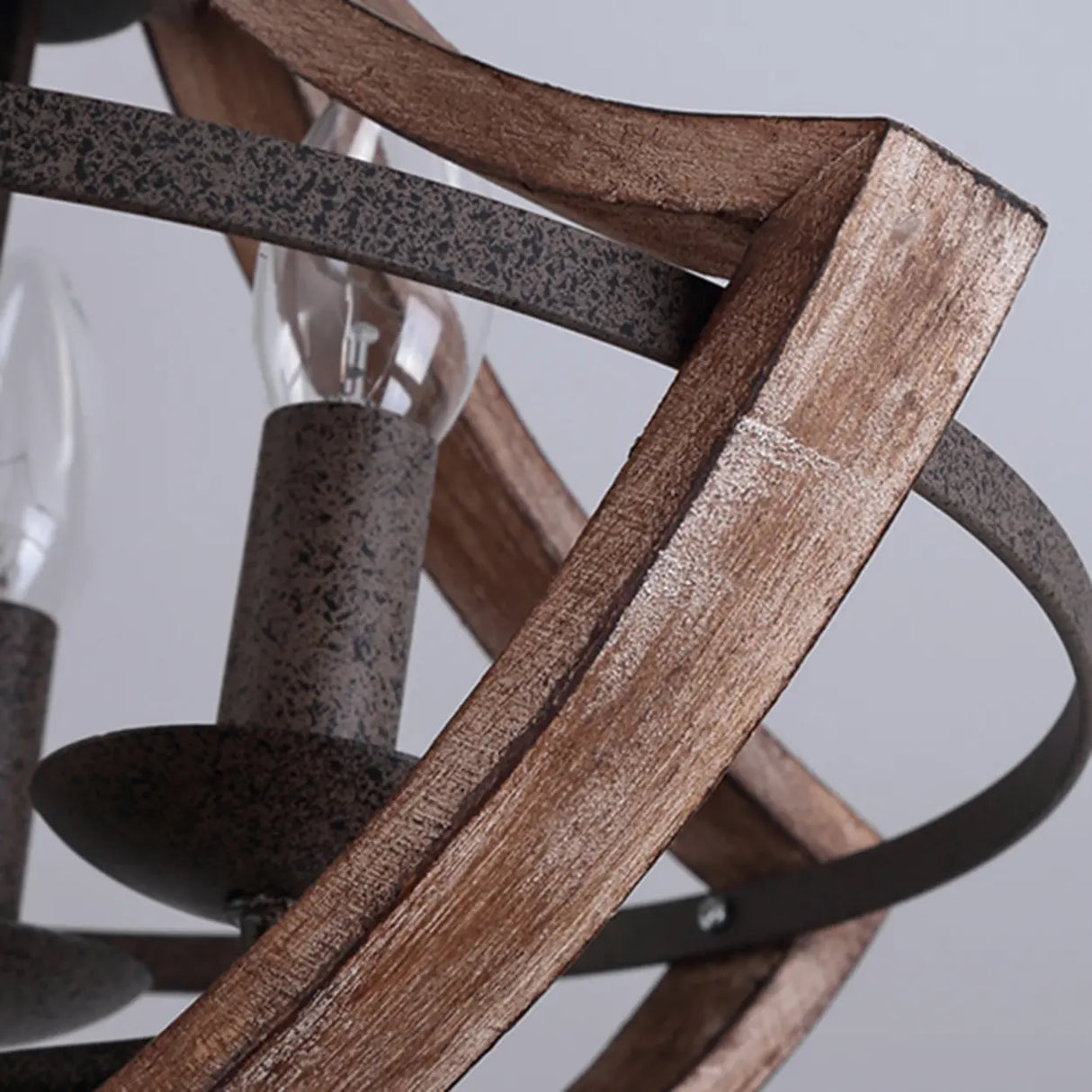 Hallway Black Candleholder Iron Semi-Flush Mount Light Image - 13