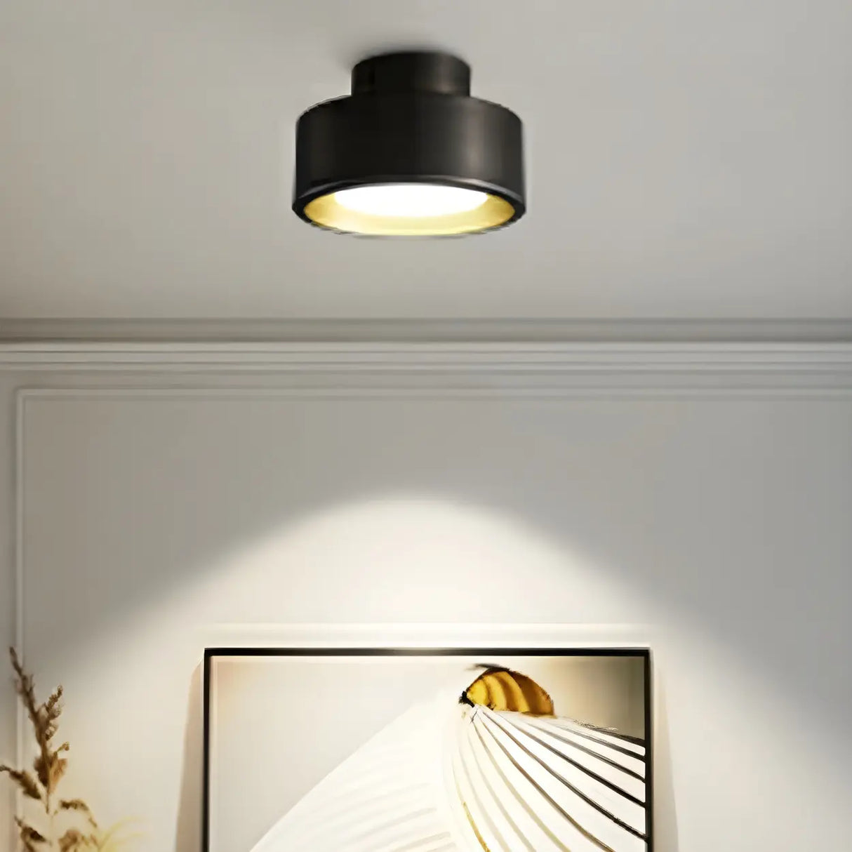 Hallway Black Cylinder LED Semi-Flush Mount Light Image - 10