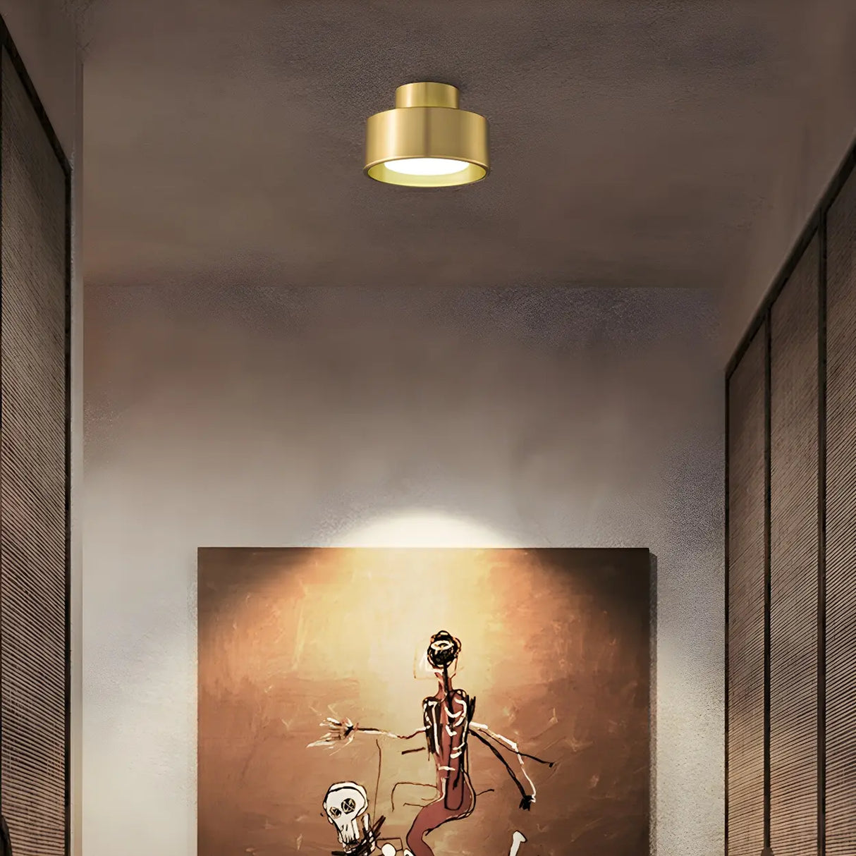 Hallway Black Cylinder LED Semi-Flush Mount Light Image - 3