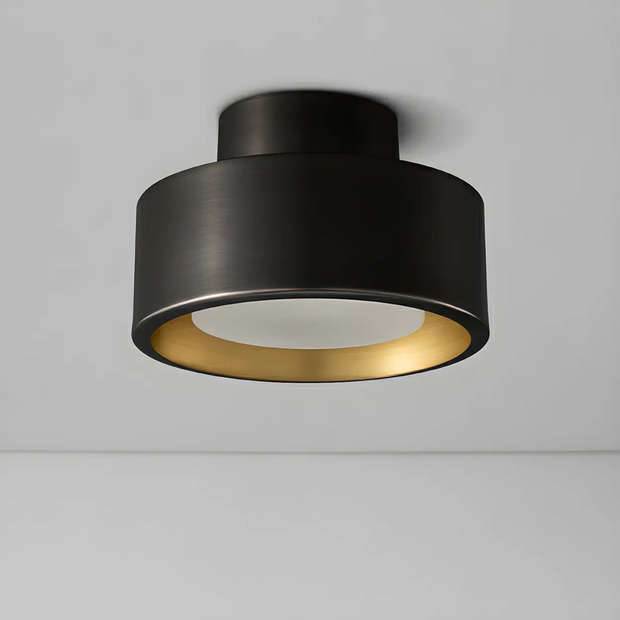 Hallway Black Cylinder LED Semi-Flush Mount Light Image - 6