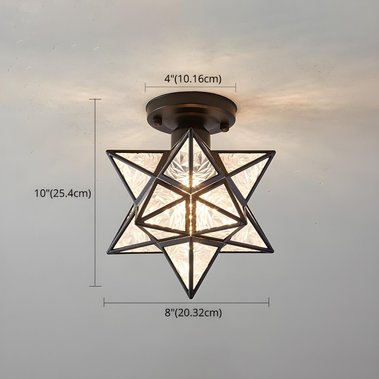 Hallway Colonial Hexagram Metal Semi-Flush Mount Light Image - 10