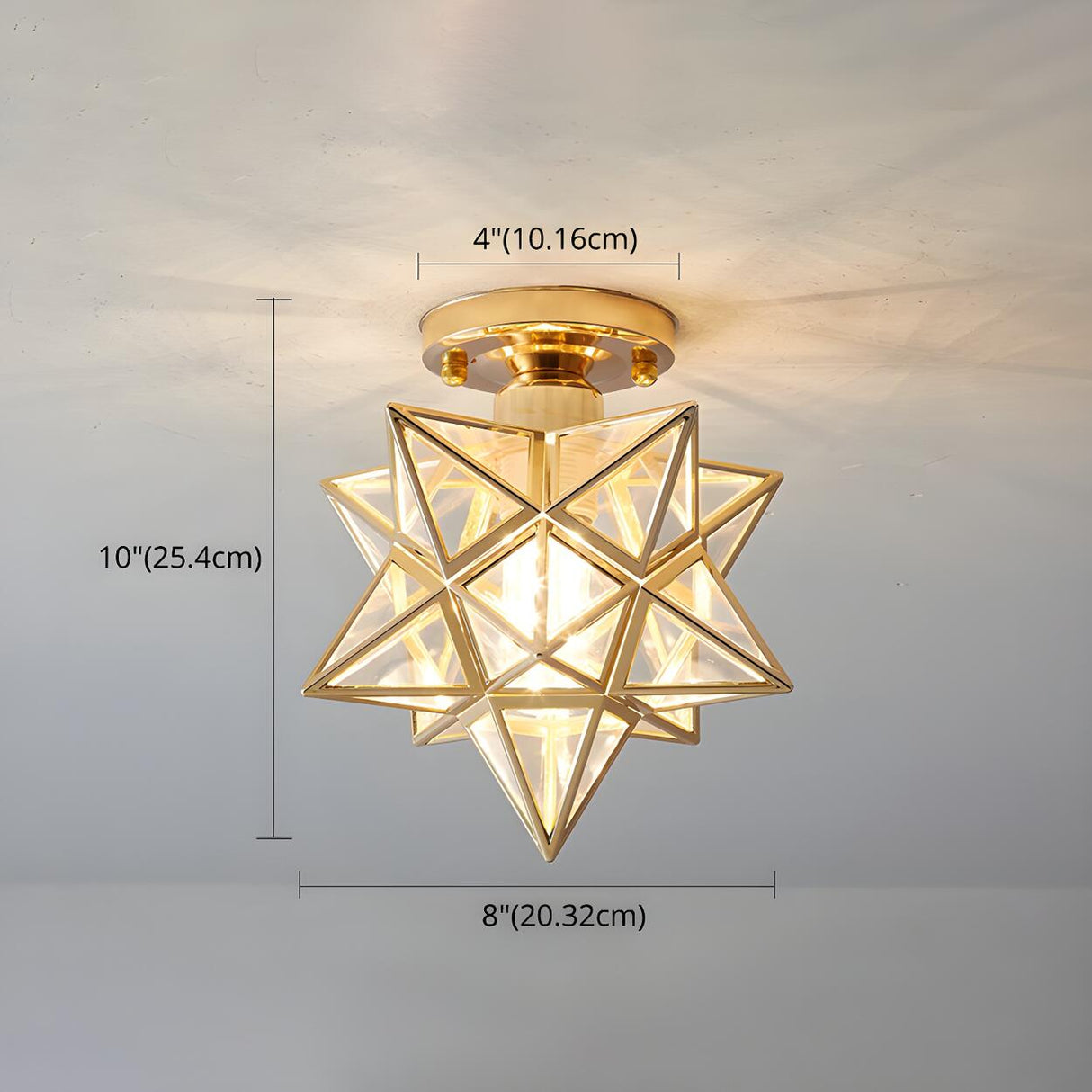 Hallway Colonial Hexagram Metal Semi-Flush Mount Light Image - 11