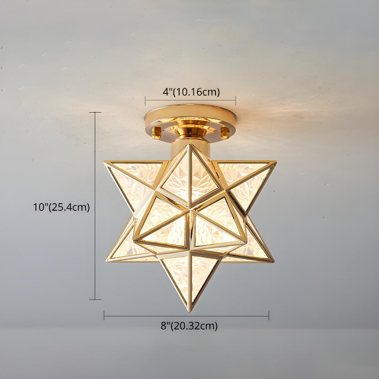 Hallway Colonial Hexagram Metal Semi-Flush Mount Light Image - 12