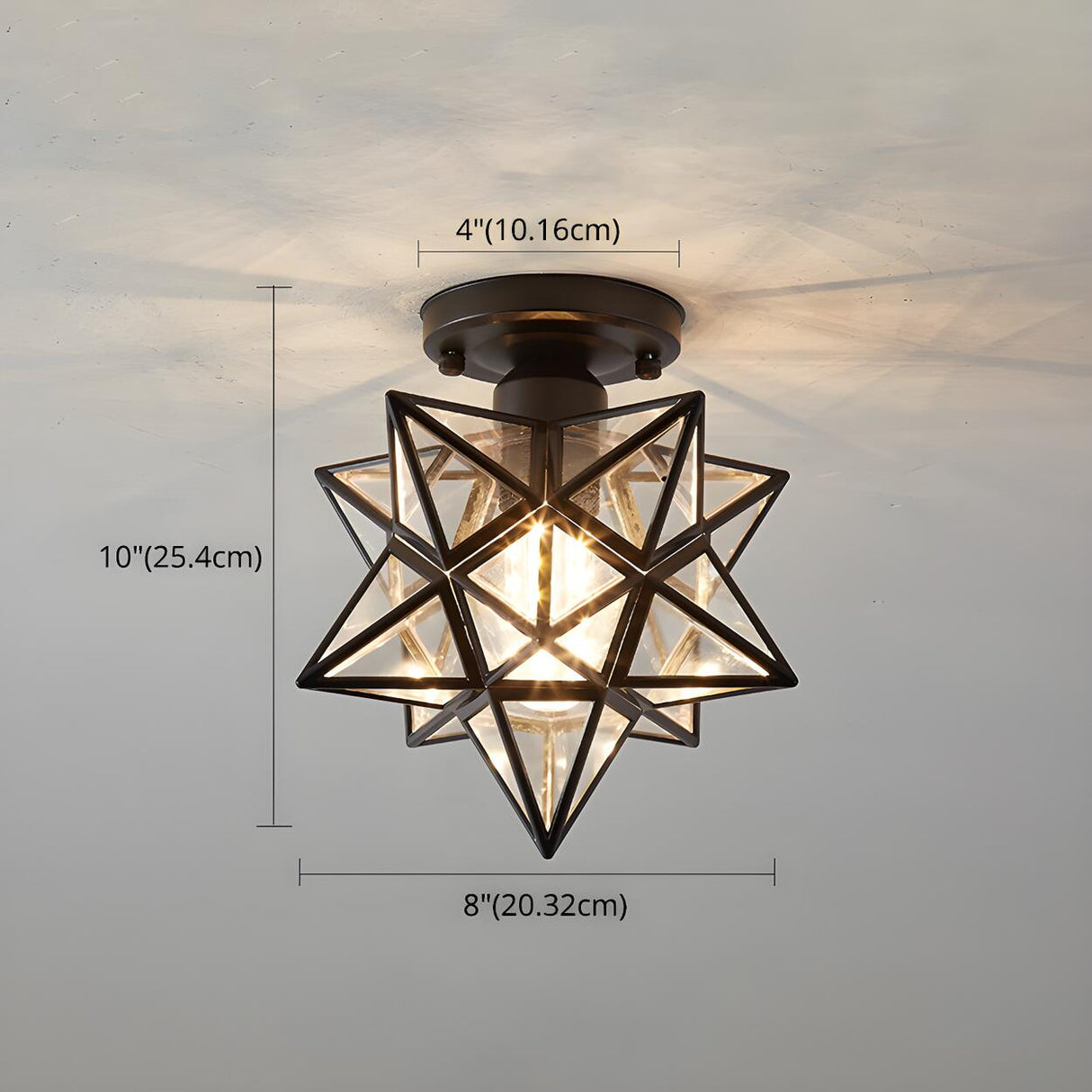 Hallway Colonial Hexagram Metal Semi-Flush Mount Light Image - 13