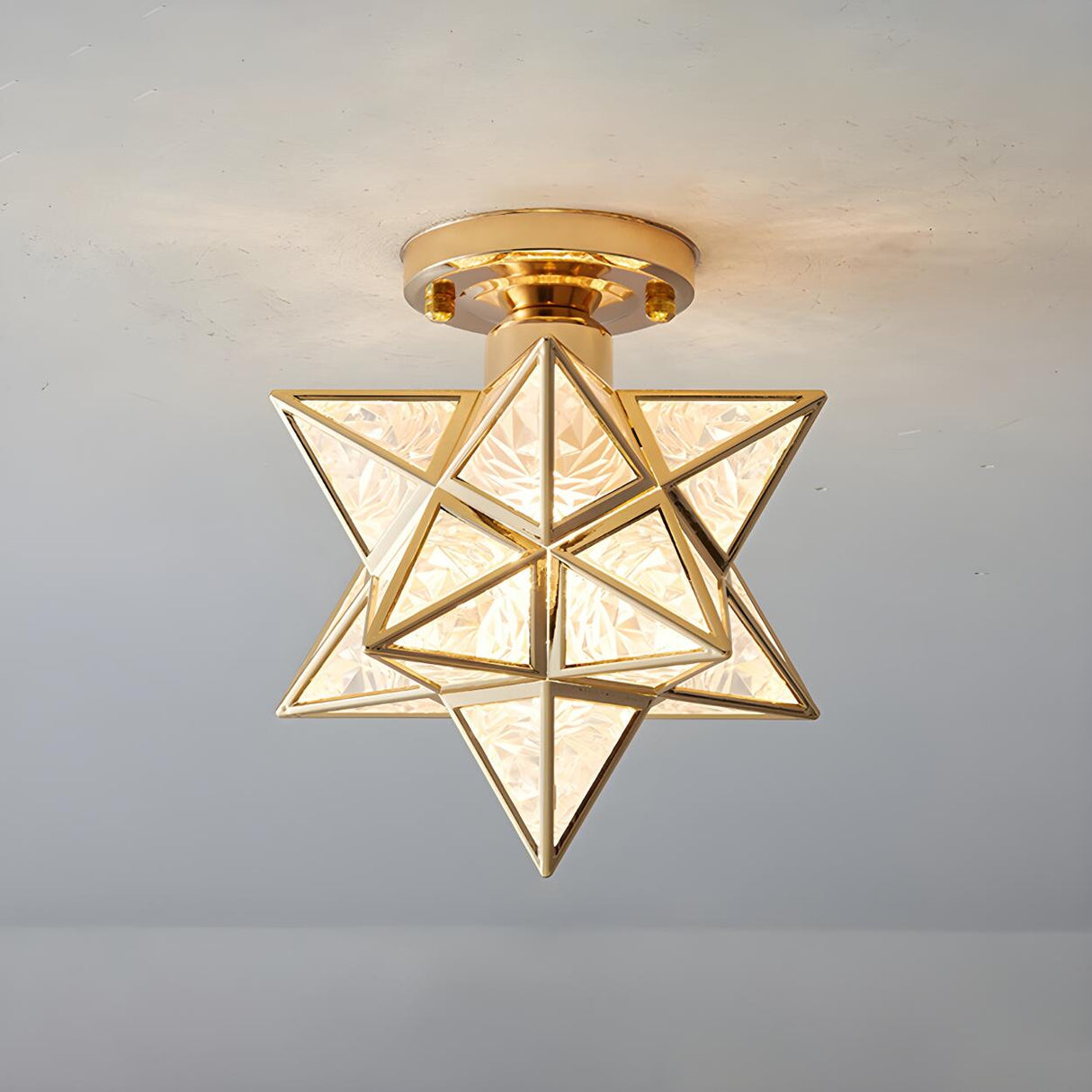 Hallway Colonial Hexagram Metal Semi-Flush Mount Light Image - 2