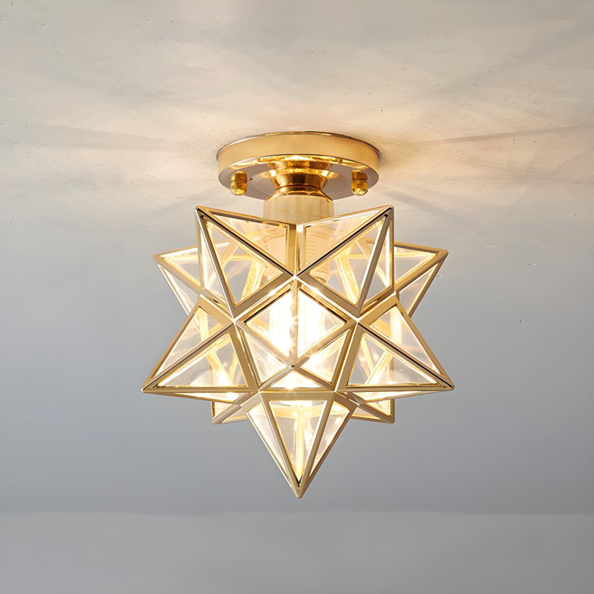 Hallway Colonial Hexagram Metal Semi-Flush Mount Light Image - 3