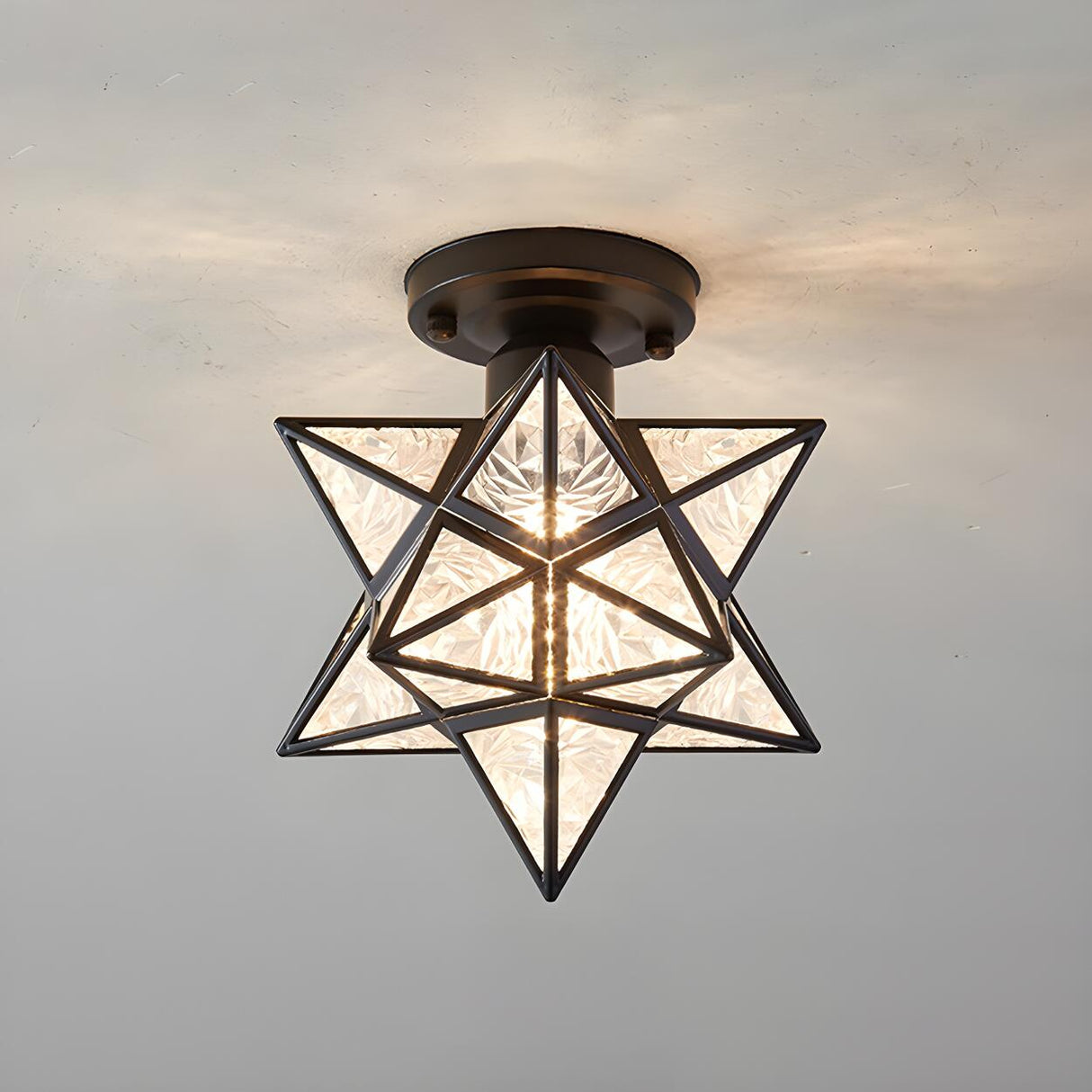 Hallway Colonial Hexagram Metal Semi-Flush Mount Light Image - 5