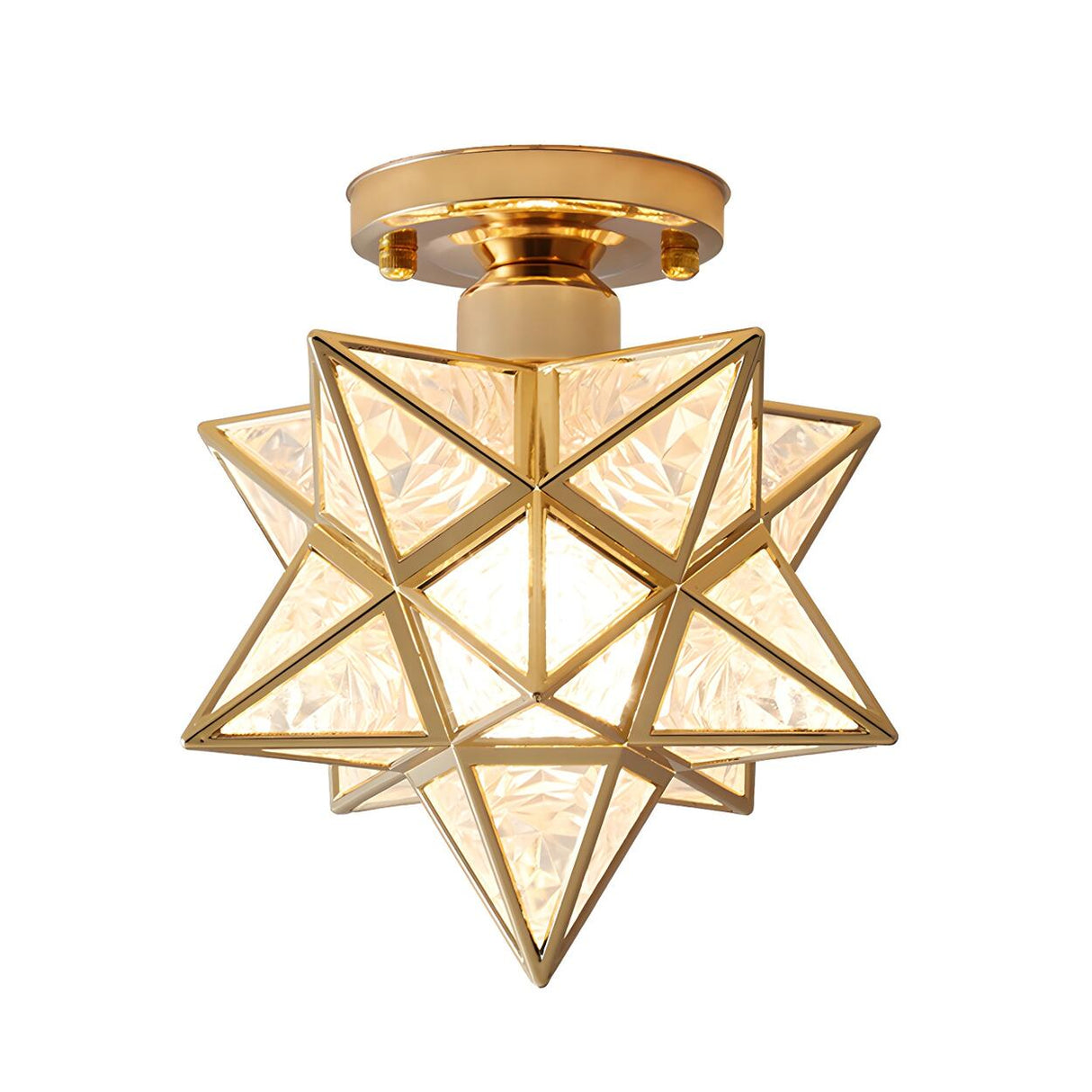 Hallway Colonial Hexagram Metal Semi-Flush Mount Light Image - 9