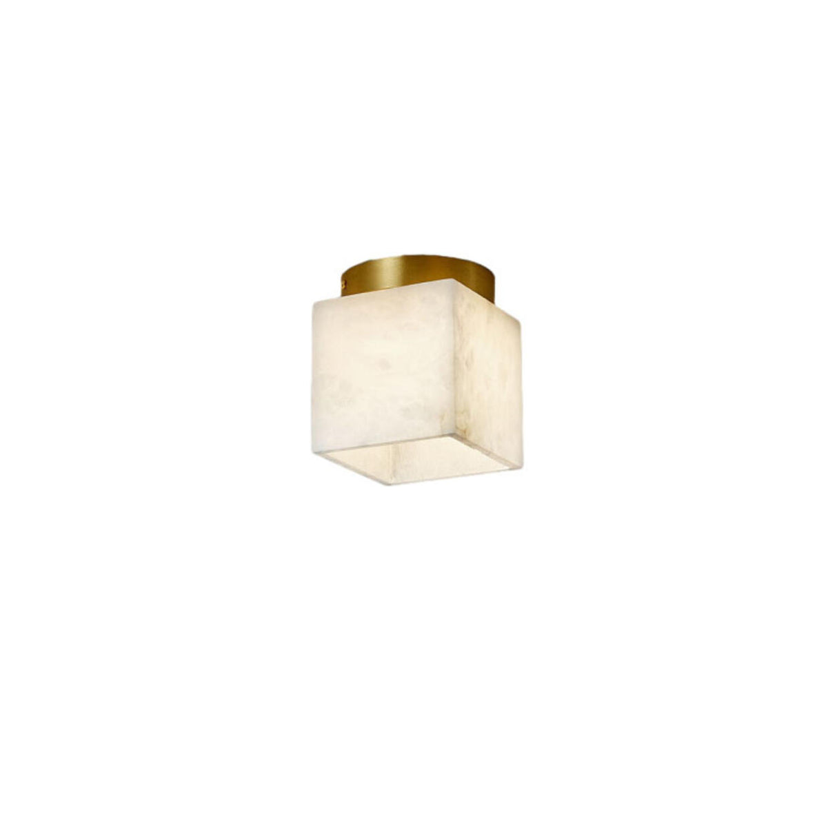 Hallway Cube Stone Brass Semi-Flush Mount Ceiling Light Image - 10