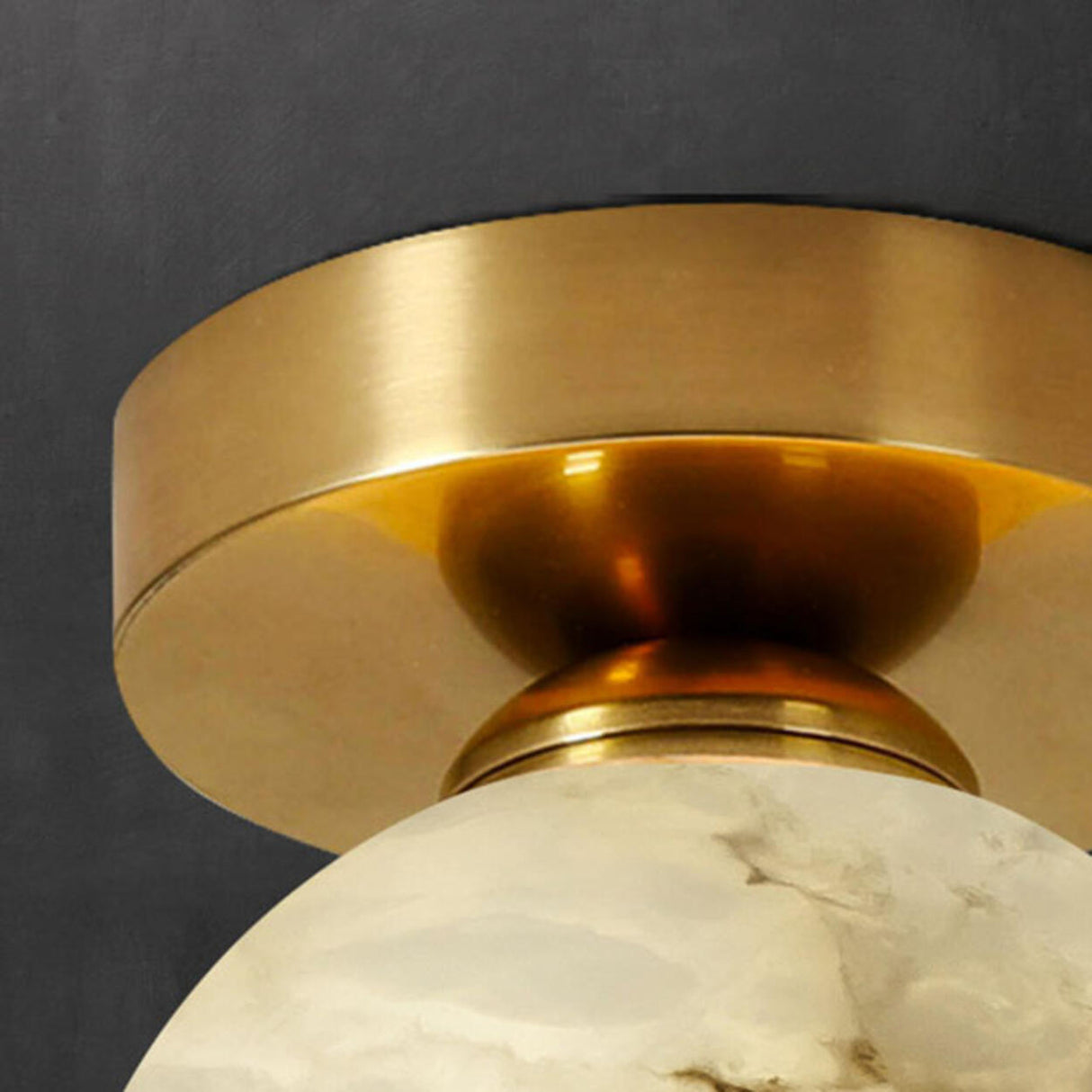 Hallway Cube Stone Brass Semi-Flush Mount Ceiling Light Image - 13