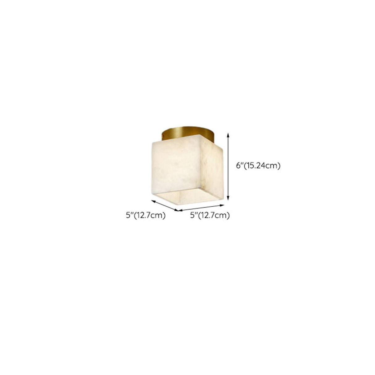 Hallway Cube Stone Brass Semi-Flush Mount Ceiling Light Image - 15