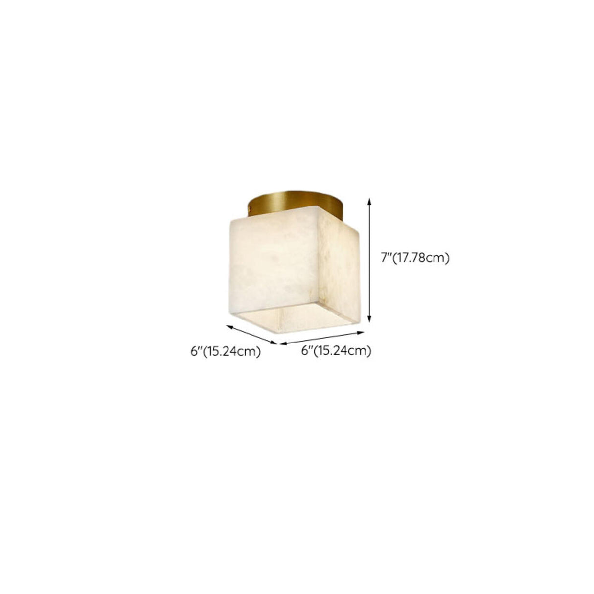 Hallway Cube Stone Brass Semi-Flush Mount Ceiling Light Image - 17