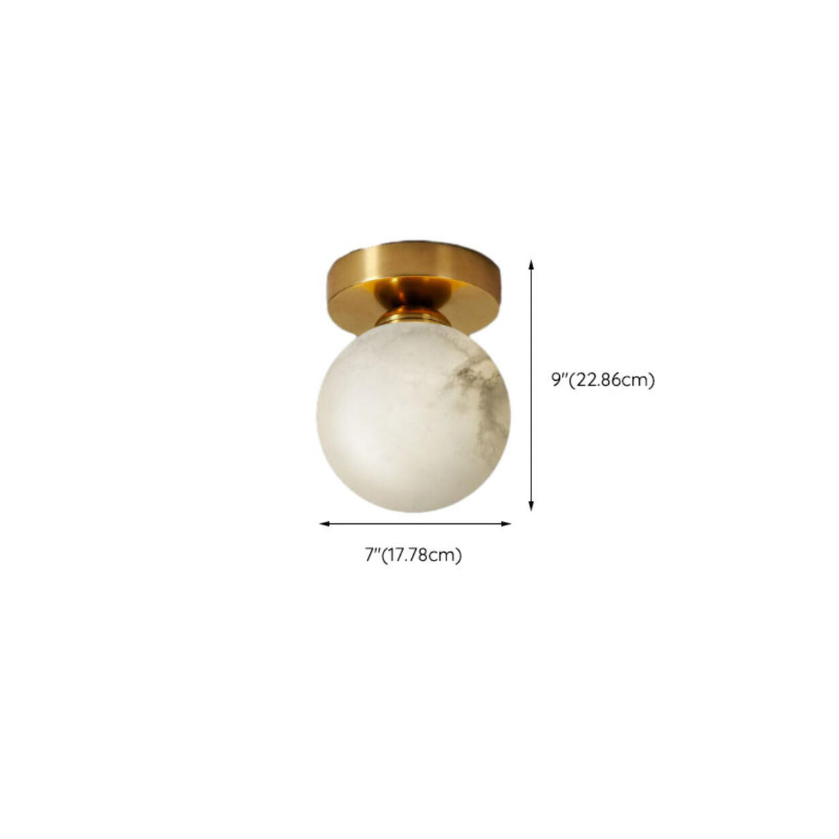 Hallway Cube Stone Brass Semi-Flush Mount Ceiling Light Image - 18