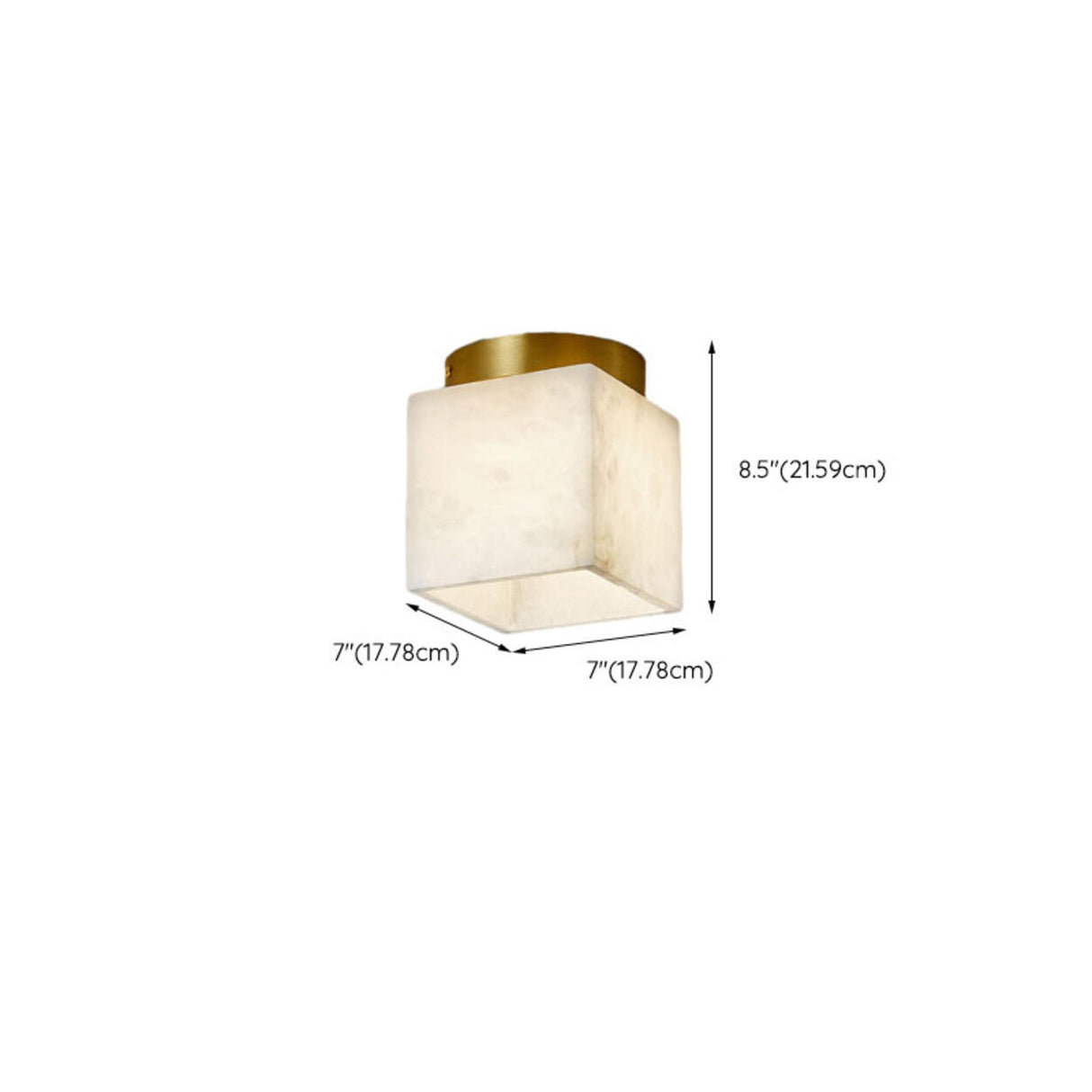 Hallway Cube Stone Brass Semi-Flush Mount Ceiling Light Image - 19