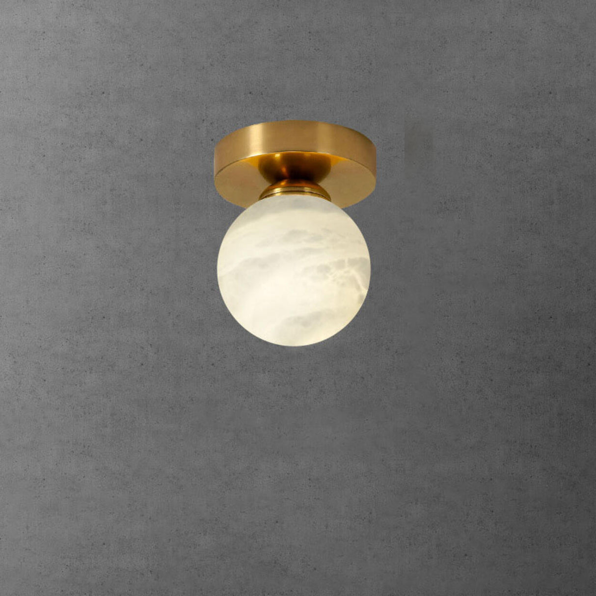 Hallway Cube Stone Brass Semi-Flush Mount Ceiling Light Image - 5