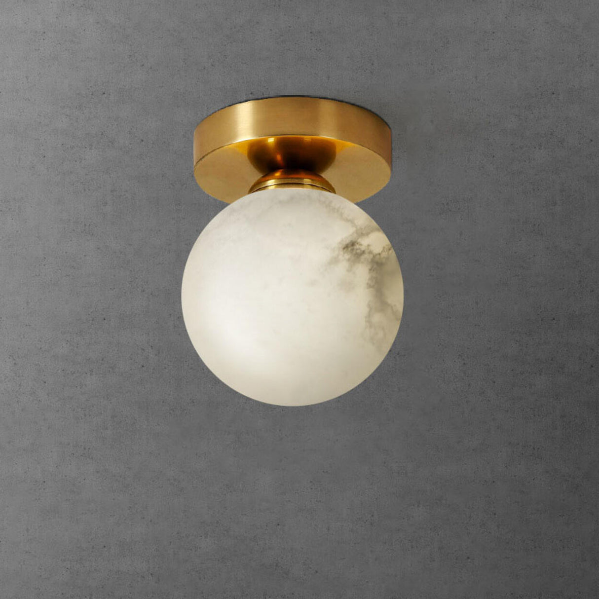 Hallway Cube Stone Brass Semi-Flush Mount Ceiling Light Image - 9