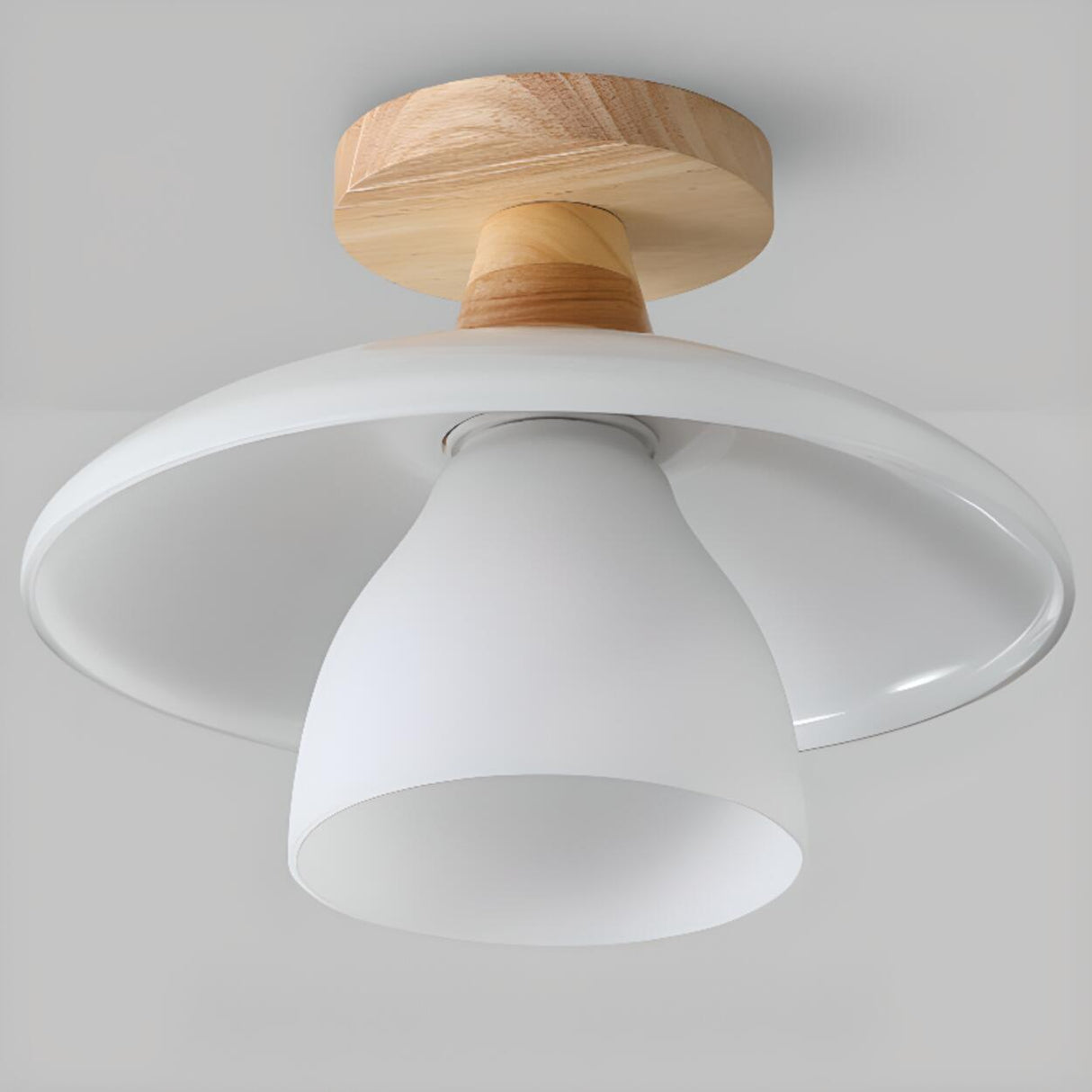 Hallway Disc Trumpet White Semi-Flush Mount Light Image - 10