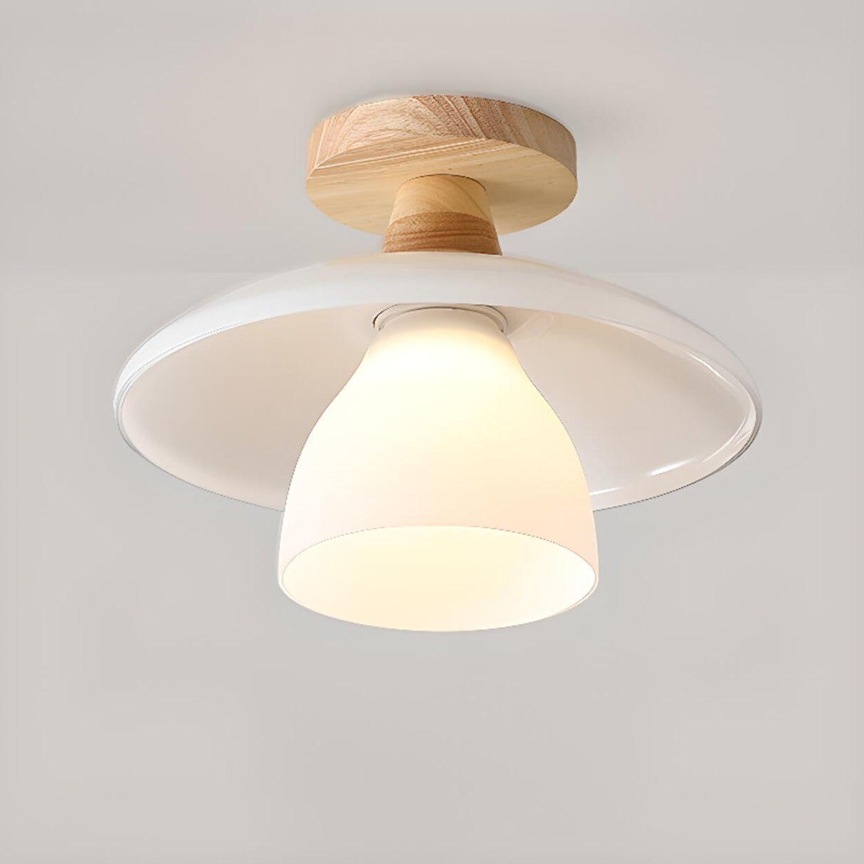 Hallway Disc Trumpet White Semi-Flush Mount Light Image - 7