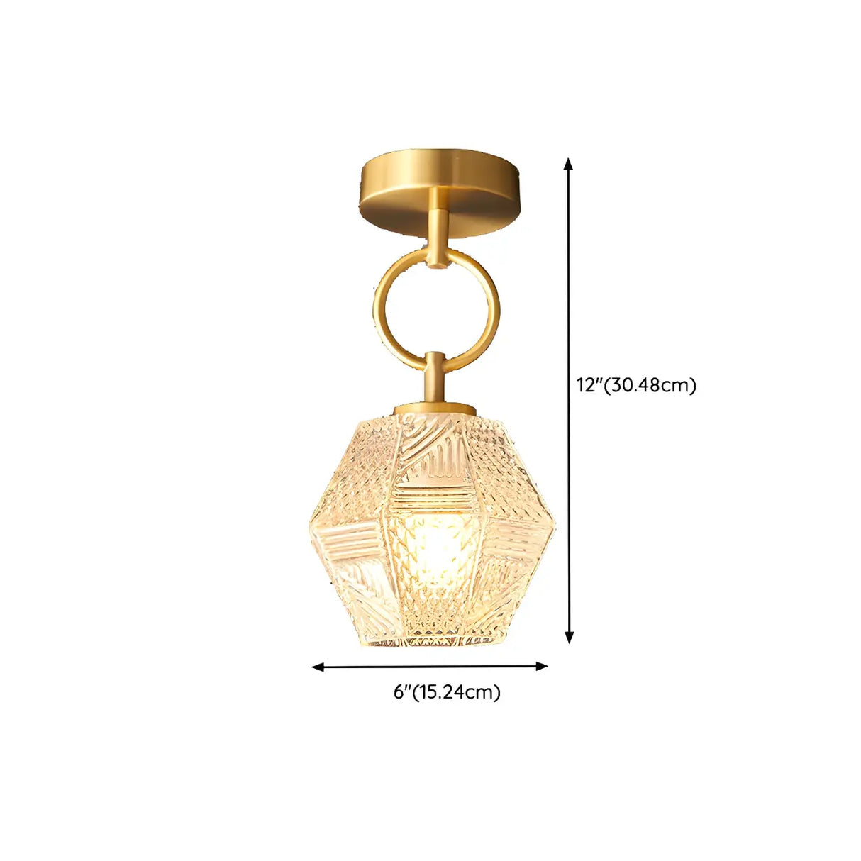 Hallway Gold Geometric Crystal Semi-Flush Mount Light Image - 17