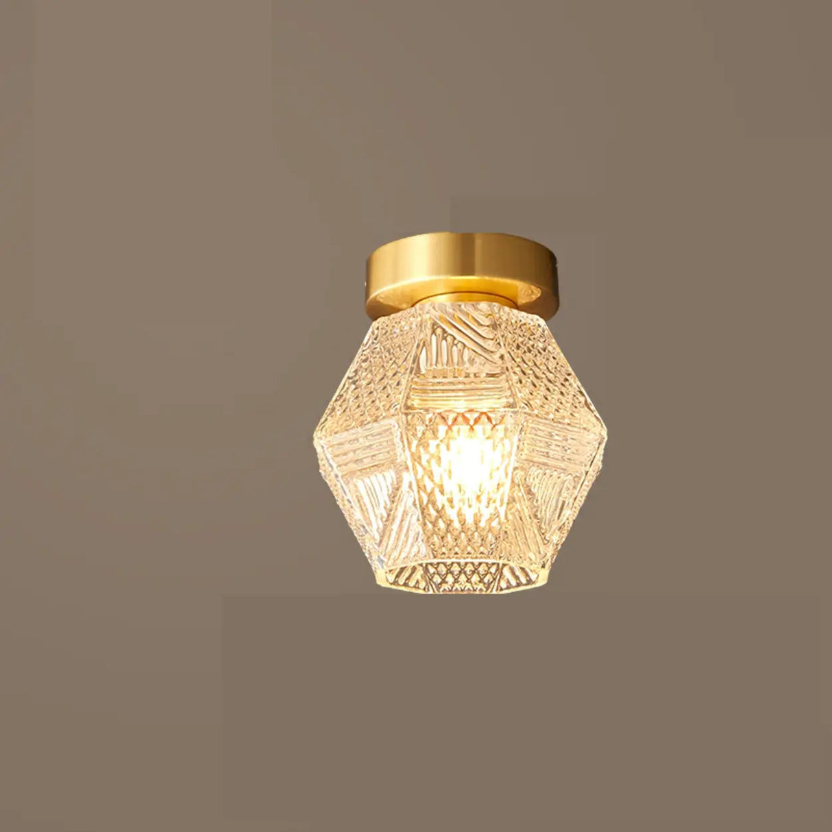 Hallway Gold Geometric Crystal Semi-Flush Mount Light Image - 2