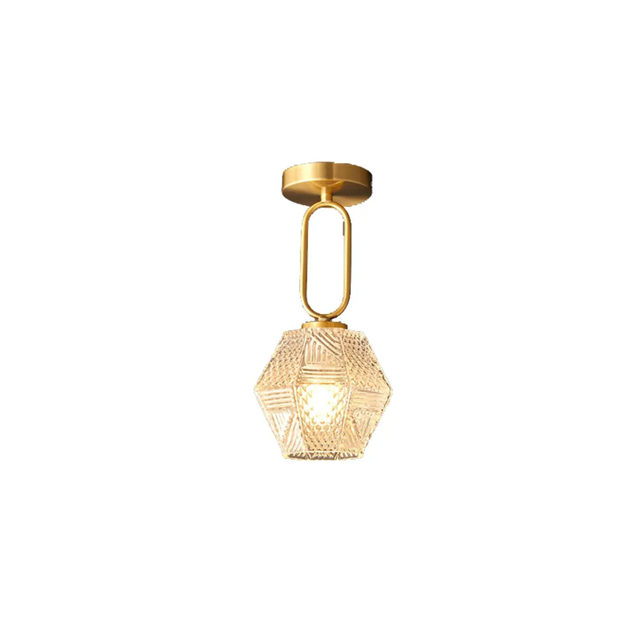 Hallway Gold Geometric Crystal Semi-Flush Mount Light Image - 6