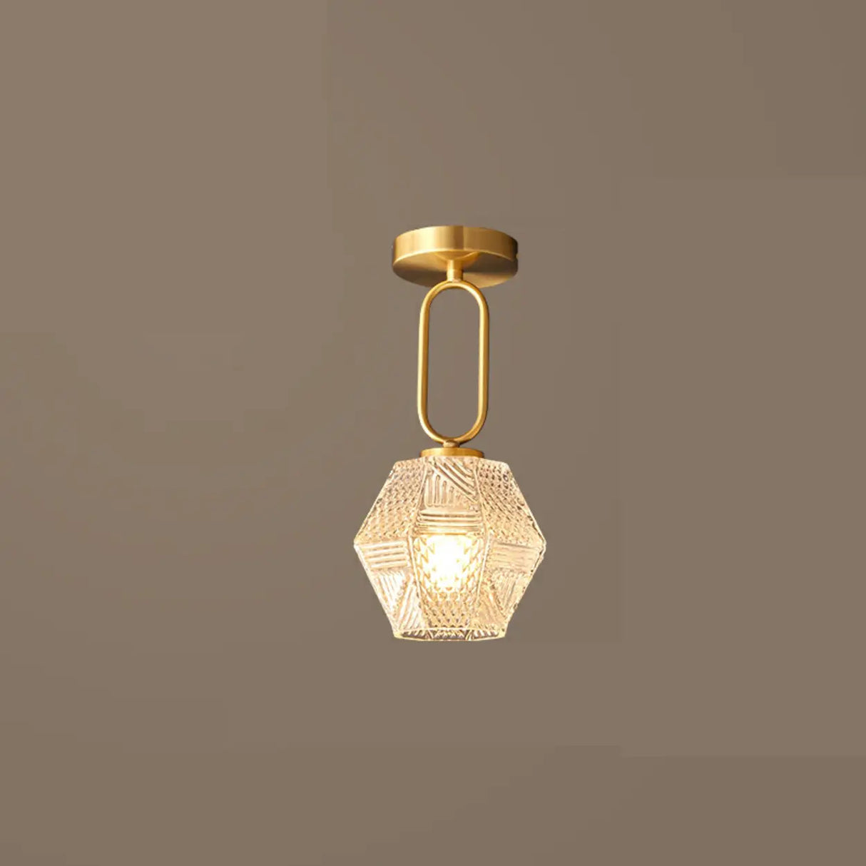 Hallway Gold Geometric Crystal Semi-Flush Mount Light Image - 7
