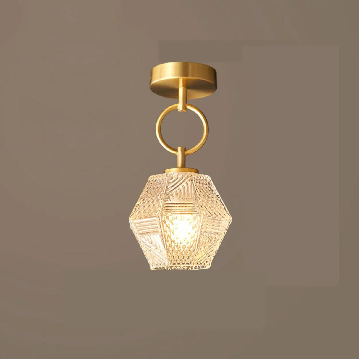 Hallway Gold Geometric Crystal Semi-Flush Mount Light Image - 8