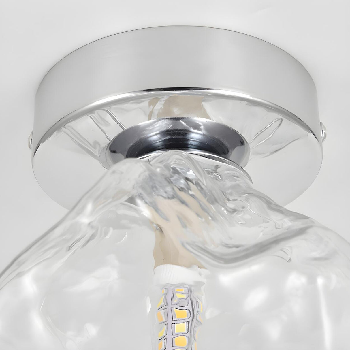 Hallway Irregular Clear Glass Semi-Flush Mount Light Image - 10