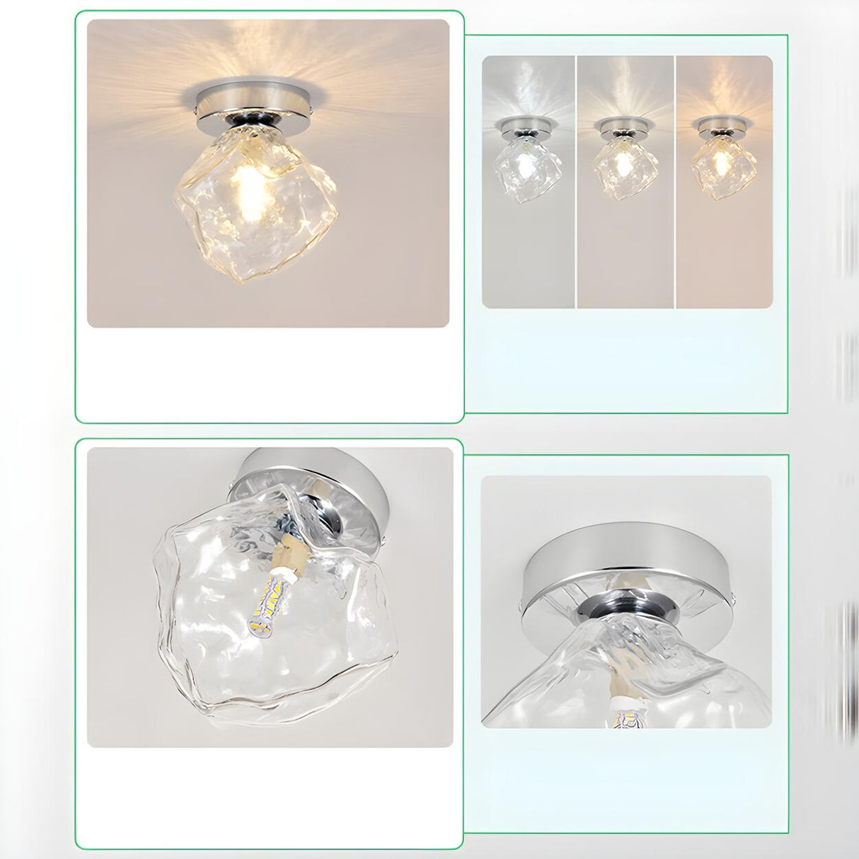 Hallway Irregular Clear Glass Semi-Flush Mount Light Image - 11