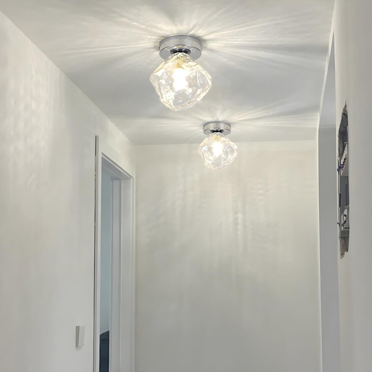 Hallway Irregular Clear Glass Semi-Flush Mount Light Image - 12