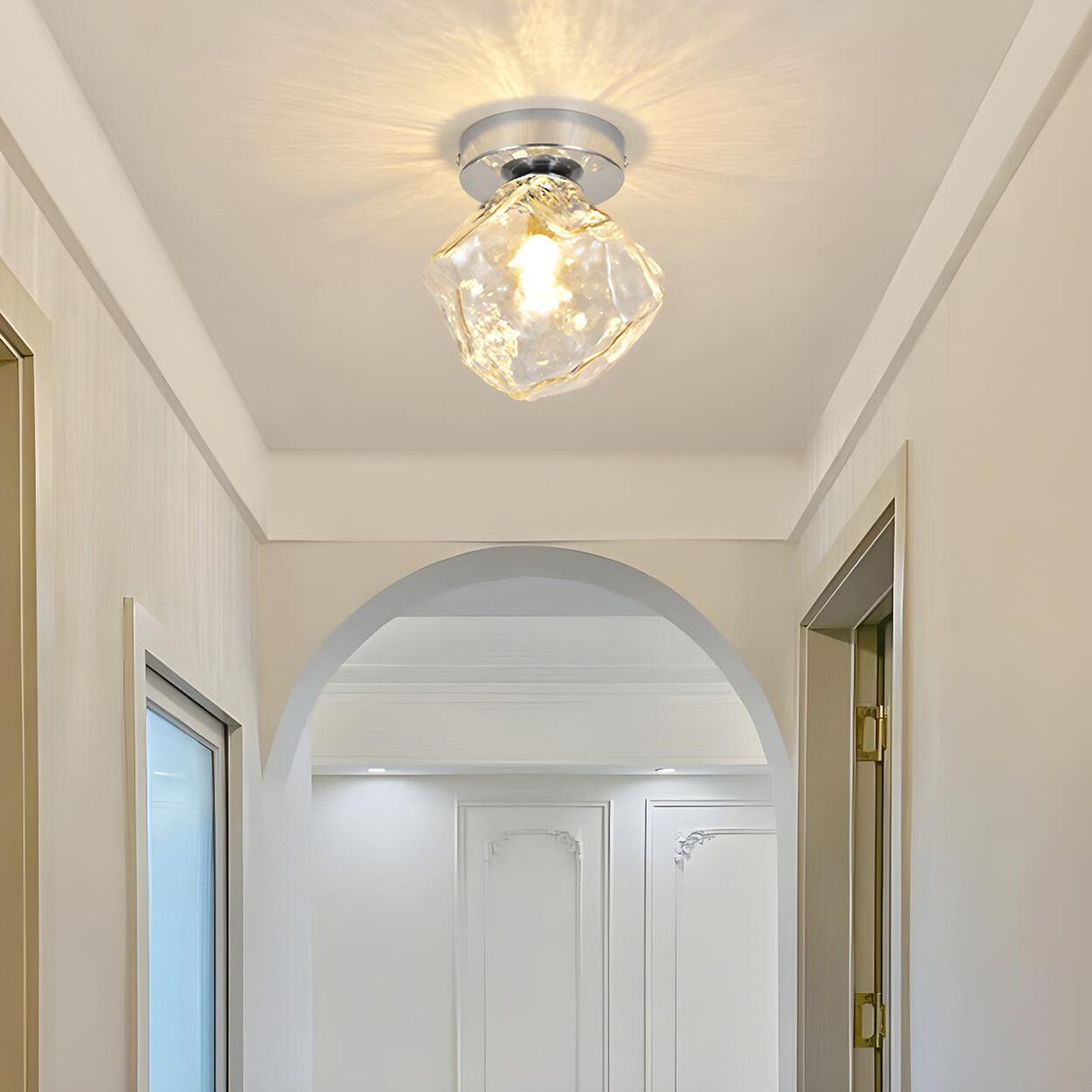 Hallway Irregular Clear Glass Semi-Flush Mount Light Image - 2