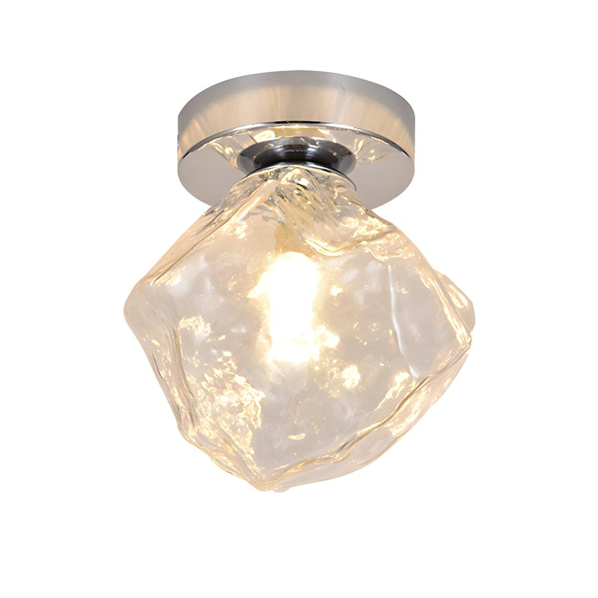 Hallway Irregular Clear Glass Semi-Flush Mount Light Image - 6