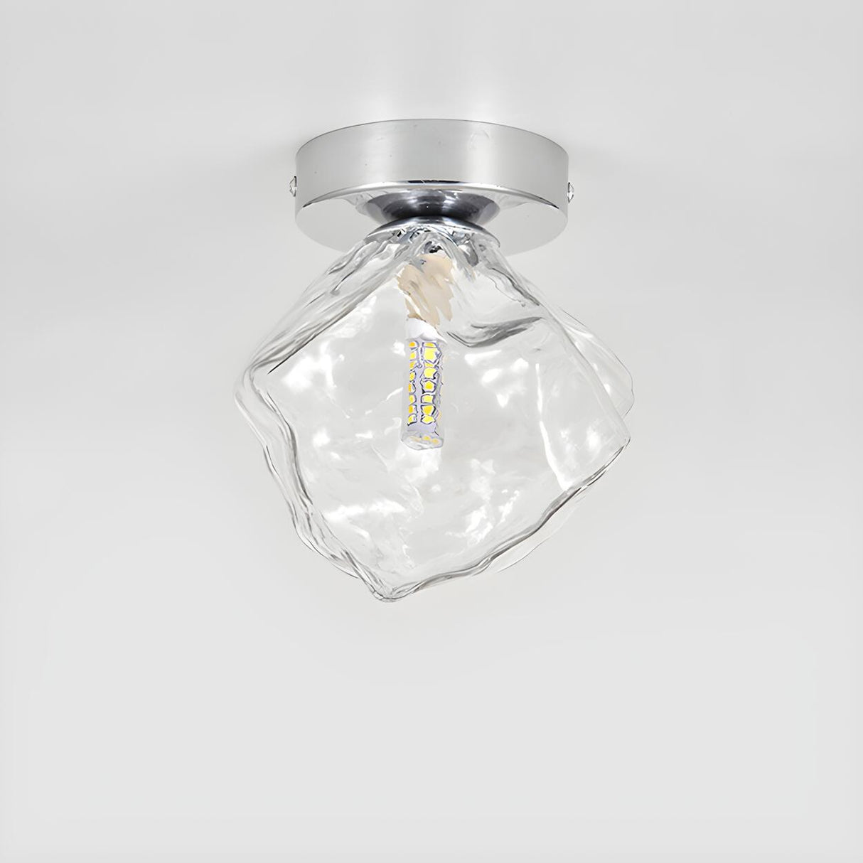 Hallway Irregular Clear Glass Semi-Flush Mount Light Image - 7