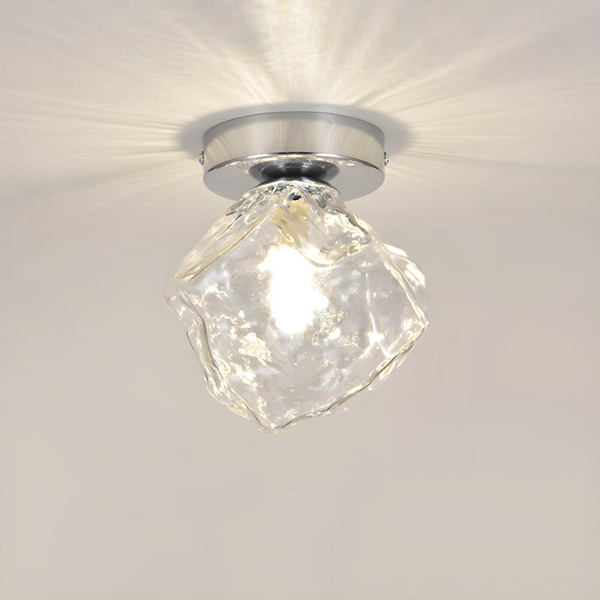 Hallway Irregular Clear Glass Semi-Flush Mount Light Image - 8