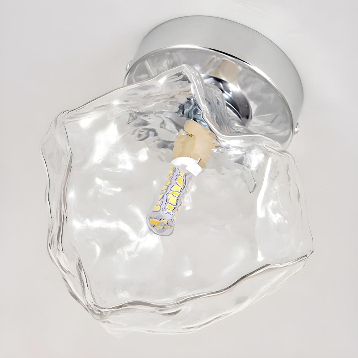 Hallway Irregular Clear Glass Semi-Flush Mount Light Image - 9