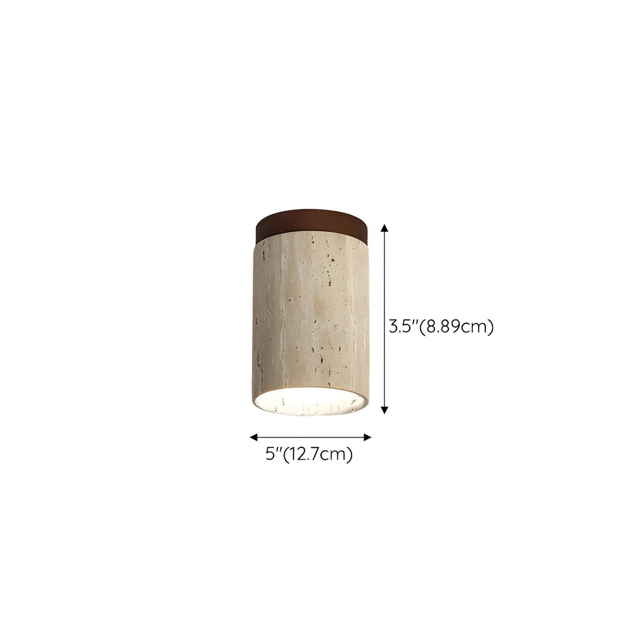 Hallway Natural Wood Stone Cylinder Flush Mount Light Image - 19