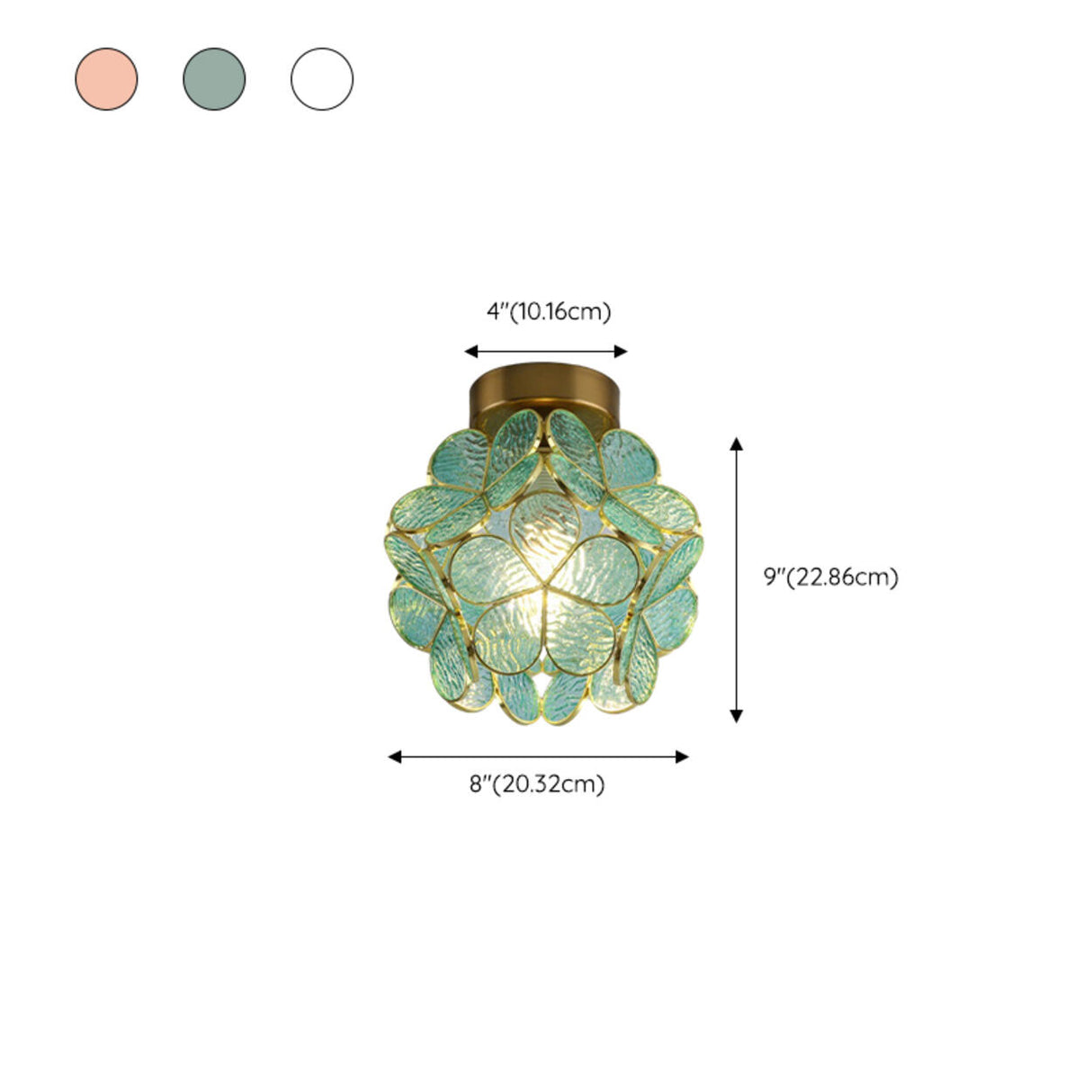 Hallway Pink Floral Glass Globe Semi-Flush Mount Light