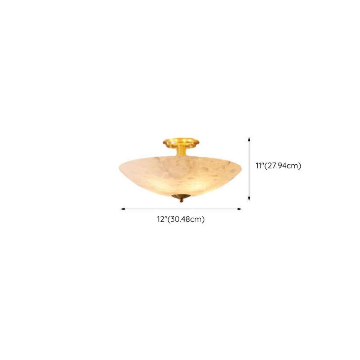 Hallway Stone Bowl Golden Semi-Flush Ceiling Light