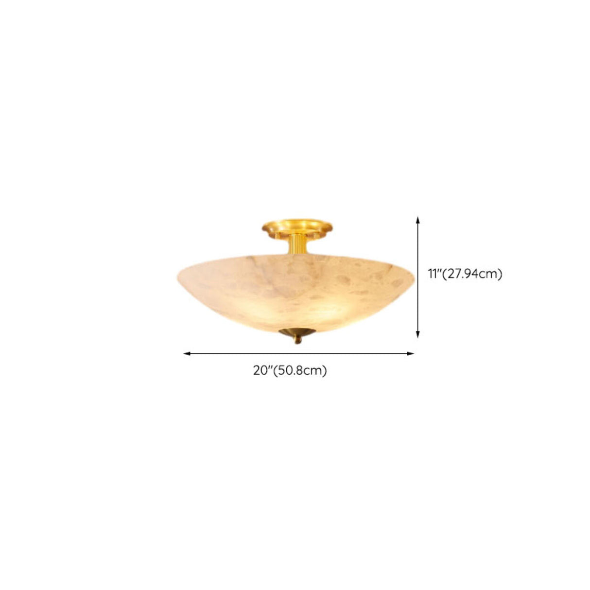 Hallway Stone Bowl Golden Semi-Flush Ceiling Light Image - 12