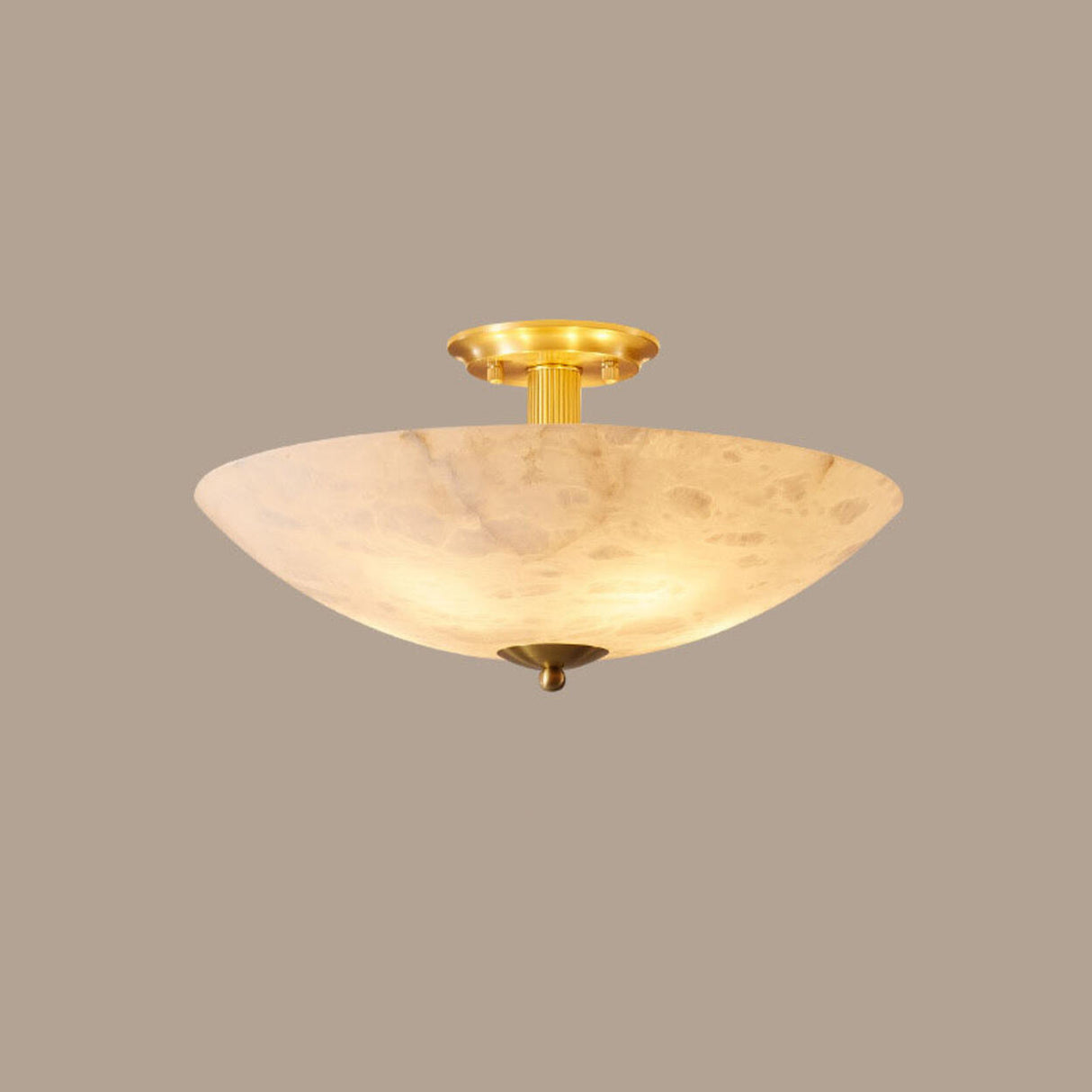 Hallway Stone Bowl Golden Semi-Flush Ceiling Light Image - 2