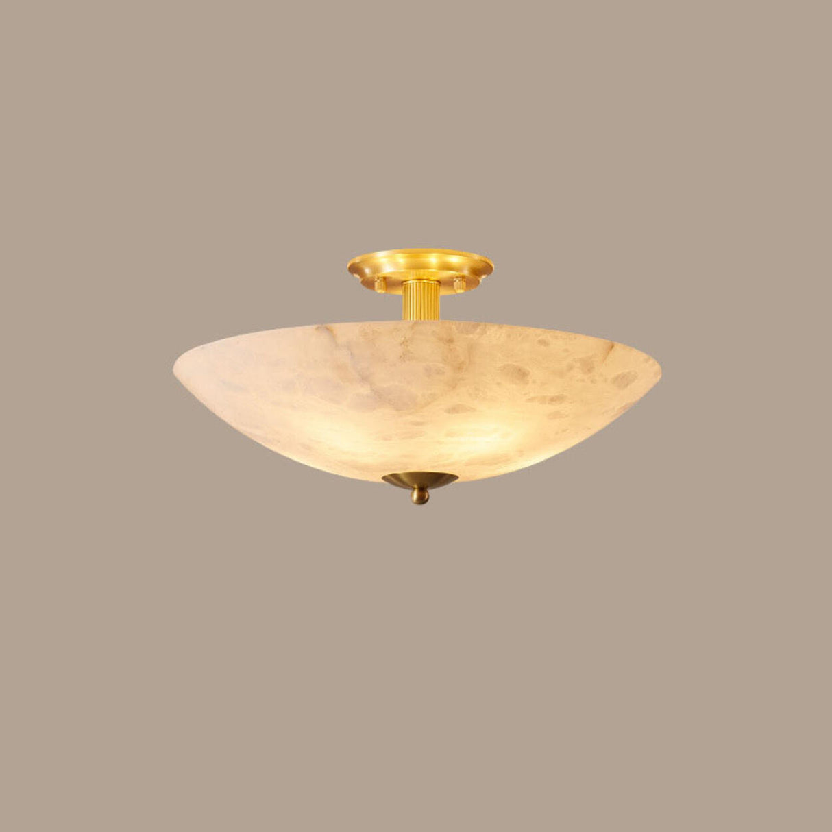 Hallway Stone Bowl Golden Semi-Flush Ceiling Light Image - 4